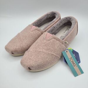 NEW Toms Pale Mauve Two Tone Felt Faux Fur Alpargatas NWT